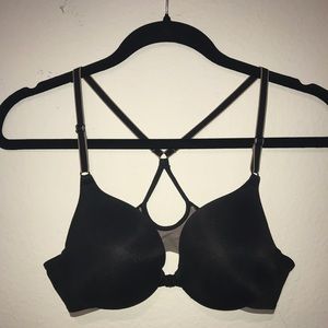 Black racer back T-shirt bra w/ front clasp